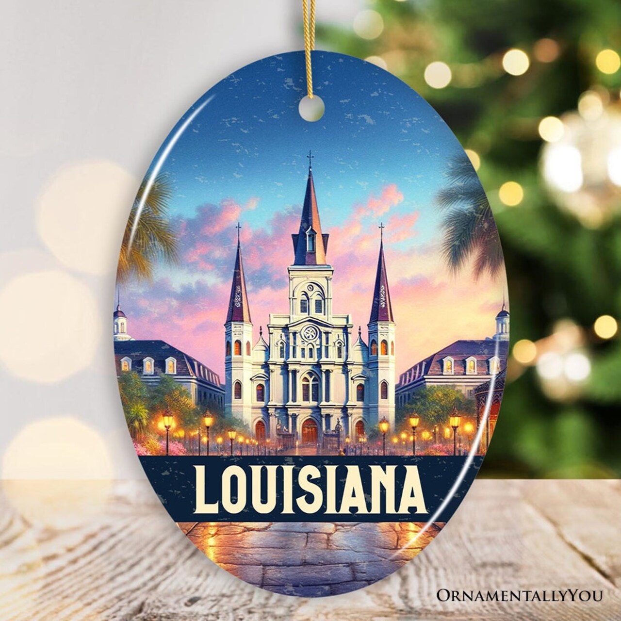 Artistic Louisiana Cathedral Christmas Ornament, St. Louis Landmark Christmas Gift and Holiday Keepsake